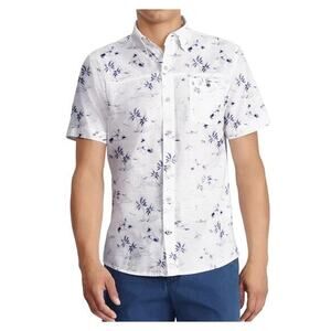 IZOD Saltwater Mens Size Large‎ Dockside Chambray Short Sleeve Button-Down Shirt